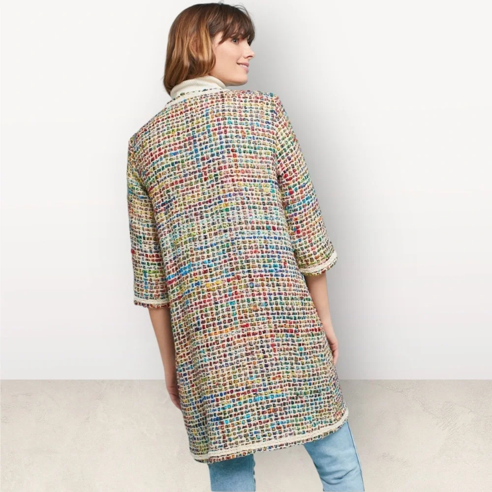 Anthropologie ett:twa Berwyn Tweed Jacket Multicolor Textured Coat - Picture 6 of 8
